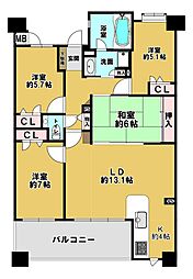 エイルマンション大道コンフォート 4LDKの間取図画像