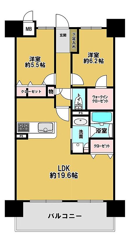 収納スペース充実の使いやすい間取りです。3SLDK⇒2SLDK変更プラン