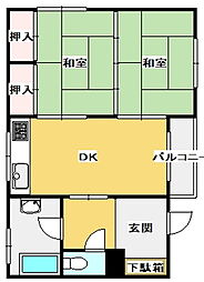 サンコーポ新川 2DKの間取図画像