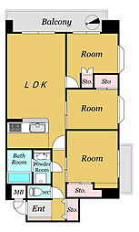 トーカンマンション荒田八幡 3LDKの間取り