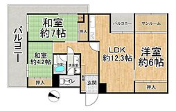 中央ハイツ 3LDKの間取図画像
