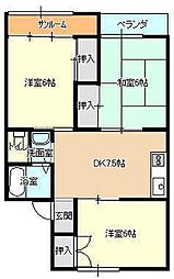 セジュール88 3DKの間取図画像