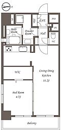 リーガル北心斎橋 1LDKの間取図画像