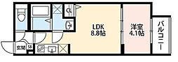 CRASTINE中川西 1LDKの間取図画像
