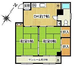 パークハイツ 2DKの間取図画像