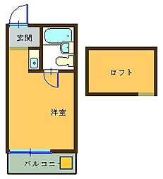 ダイアパレス１０１ 2階ワンルームの間取り