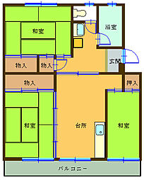 夏見台団地21 3DKの間取図画像