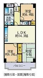 豊国八幡東スカイマンション 3LDKの間取図画像