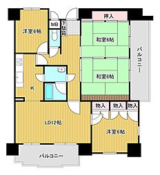 ホワイトキャッスル千防A棟 4LDKの間取図画像