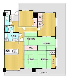 オークランドヒルズ八幡 6LDKの間取図画像