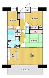 クエストコート中井 3LDKの間取図画像