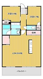 アーティックス上富野グランゲート 2SLDKの間取図画像