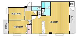 エメラルドマンション南小倉A棟 2LDKの間取図画像