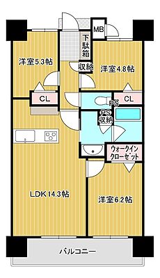 間取り サンライフ黒原 2階/-