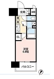 フォーリアライズ弁天町クロス 1Kの間取図画像