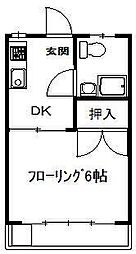 豊川マンション 3階1Kの間取り