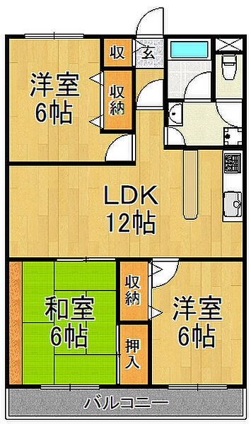 カワモヒル ｜兵庫県宝塚市川面4丁目(賃貸マンション3LDK・3階・69.00㎡)の写真 その2