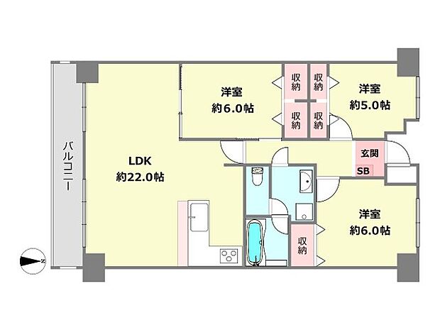 阪急逆瀬台アヴェルデ4番館(3LDK) 6階の間取り