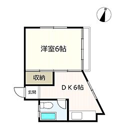 パールハイツ 1DKの間取図画像