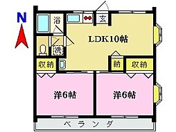 サンライズマリー 2階2LDKの間取り