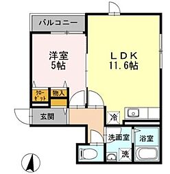 エムティヒルズ 1LDKの間取図画像