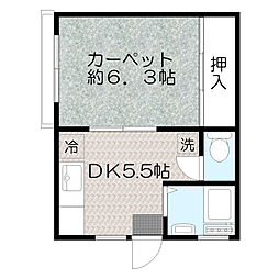 ハイツ73M 2階1Kの間取り
