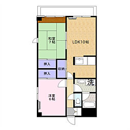 花由館 3階2LDKの間取り