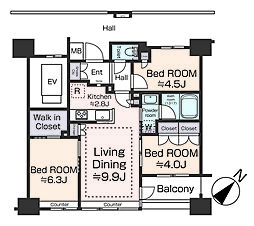 イニシア一之江駅前 2SLDKの間取図画像
