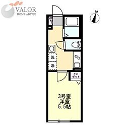 ベイルームヒルズ川崎 3階1Kの間取り