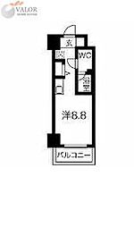 クラリッサ新川崎 4階ワンルームの間取り