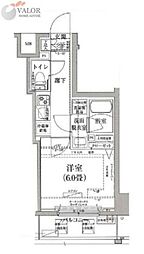 アイル横浜ノースツインズI 5階1Kの間取り