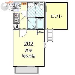 アビターレ杉田 2階1Kの間取り