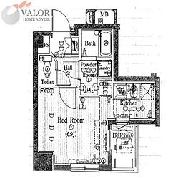 アヴァンツァ―レ元町 5階ワンルームの間取り