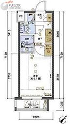 リヴシティ横浜東ベイサイド 6階1Kの間取り