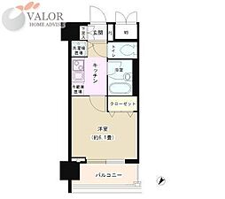 アストリア鶴見 5階1Kの間取り