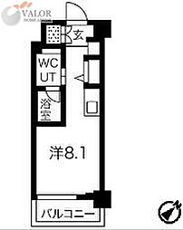 クラリッサ横浜中央 6階ワンルームの間取り
