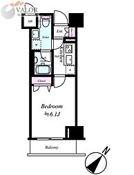 グリフィン横浜・グランビスタ 7階1Kの間取り
