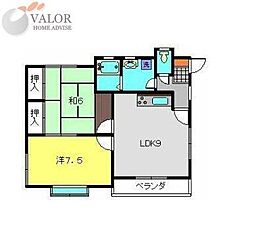 エクセルオカザワI 2階2LDKの間取り