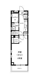 リブリ・カーサ横浜三ツ沢 2階1Kの間取り