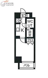 スパシエ横浜大通り公園 9階1Kの間取り