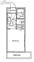 ウィンダンシー三春台 1階ワンルームの間取り