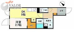 デュオメゾン横浜 5階1DKの間取り