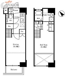 Dormouse Castle 13階1Kの間取り