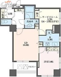 ドゥーエ横浜駅前 17階2LDKの間取り