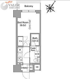 コンフォリア・リヴ横浜阪東橋 1Kの間取図画像