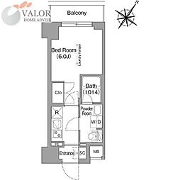 コンフォリア・リヴ横浜阪東橋 1Kの間取図画像