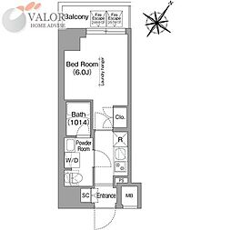 コンフォリア・リヴ横浜阪東橋 1Kの間取図画像
