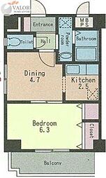 白金海心ビル 1DKの間取図画像