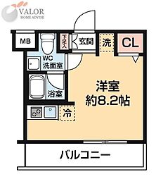 ARCOBALENO KAWASAKI WEST ワンルームの間取図画像