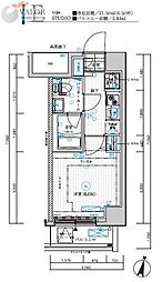 メインステージ横浜東口 1Kの間取図画像